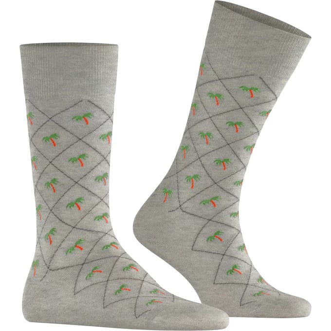 Burlington Palm Tree gedessineerd katoen Sokken heren grijs - maat 40-46