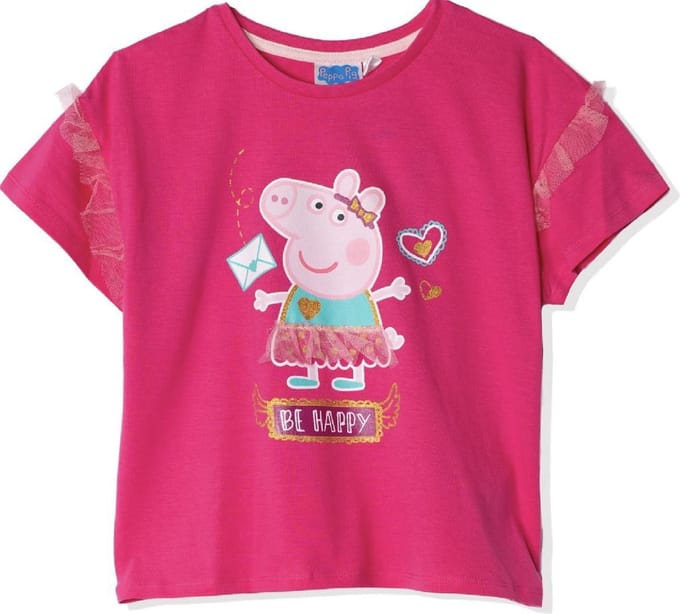 Peppa pig shirt - met tule - donkerroze - maat 110 (5 jaar)