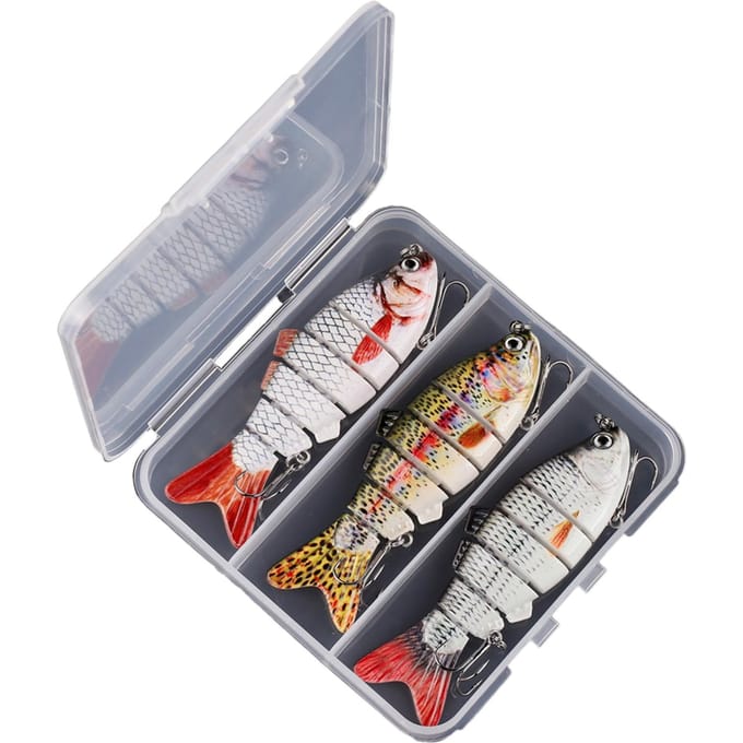 Vislokmiddelen voor forelbaars 6-segment hard body lokmiddelen met drievoudige haak swimbait Set D
