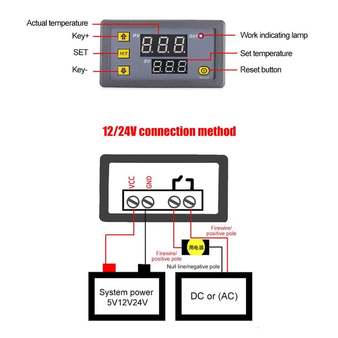 3230 régulateur de température affichage numérique Thermostat Module interrupteur de contrôle de température Micro 12V