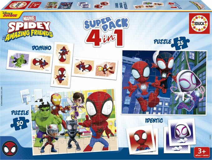 Set van 4 spellen in 1 superpack puzzel Alpino Spidey