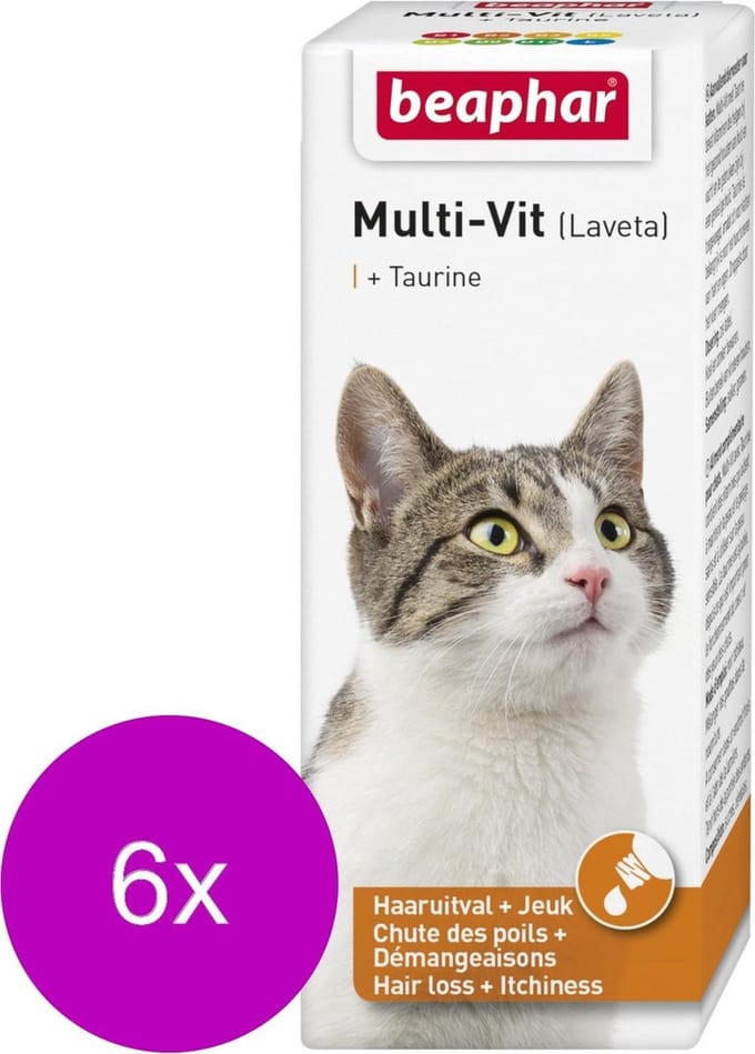 Beaphar Laveta Taurine Kat - Voedingssupplement - Huid - Vacht - 6 x 50 ml