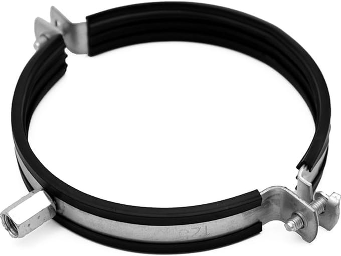 Pipe clamp Ø 100 mm - versatile HVAC holder for ventilation ducts - secure air exhaust support with rubber seal