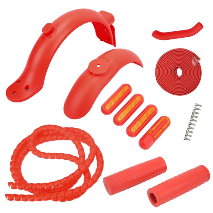 Voor Xiaomi Elektrische Scooter Accessoires Inclusief Achterspatbord Voorspatbord Zijcover Handrem Siliconen Hoes Siliconen Handvat rood