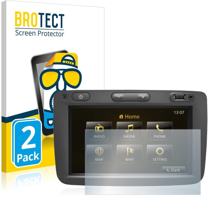 BROTECT - Screenprotector voor Dacia Duster 2 2019 Infotainment System - Folie Beschermfolie matte 2 Stuks