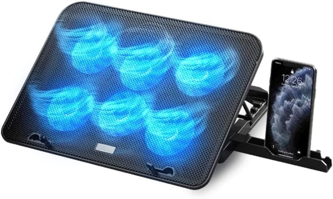 TIM® Laptop Cooler - Zwart/Blauw - ‎35cm x 25cm x 2cm