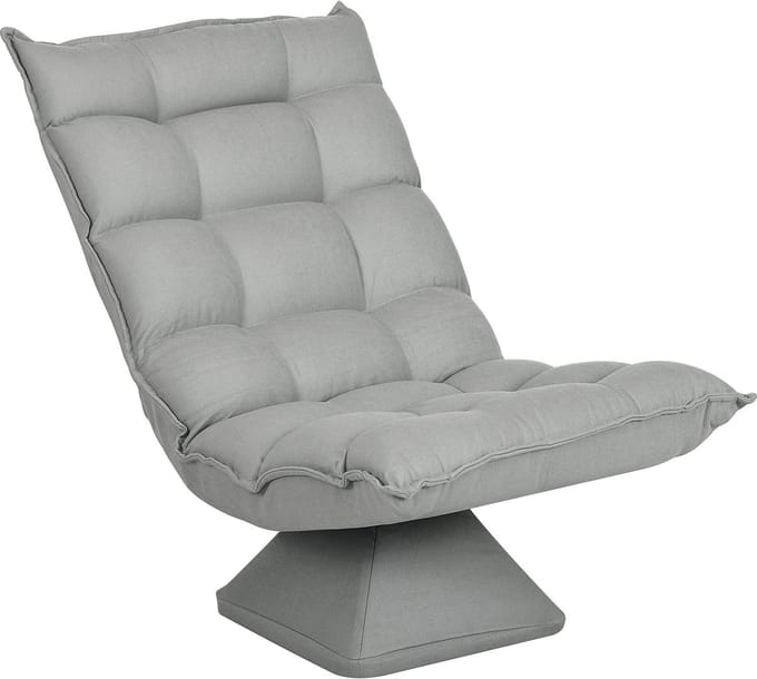 HOMCOM-Bodenstuhl-Stahl, Polyester-62L x 70B x 95H cm-Hellgrau
