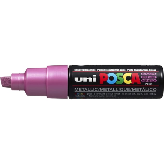 Metallic roze verfstift op waterbasis met schuine punt breed