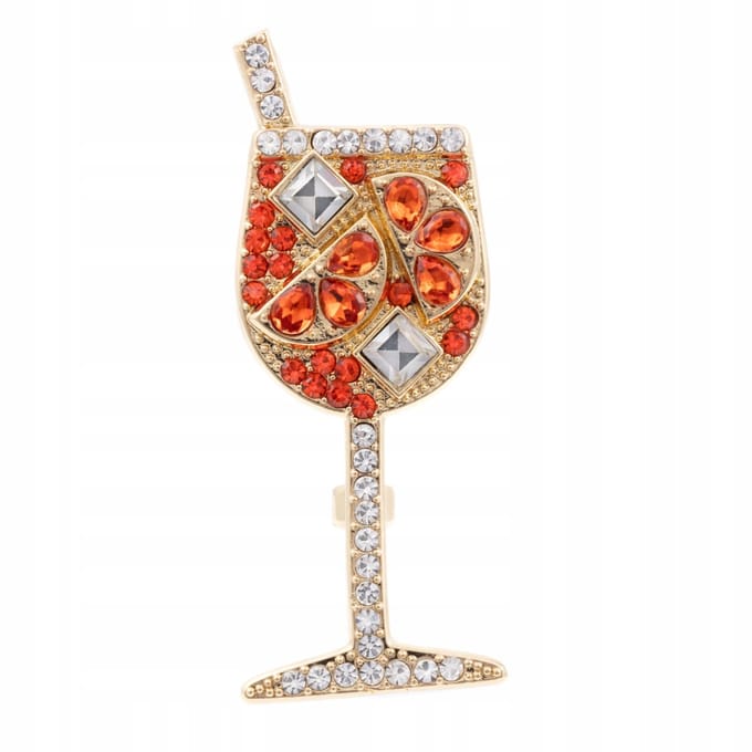Pinets - Feestelijke Broche - Aperol Spritz - Met Zirkoon - Koperen Basis