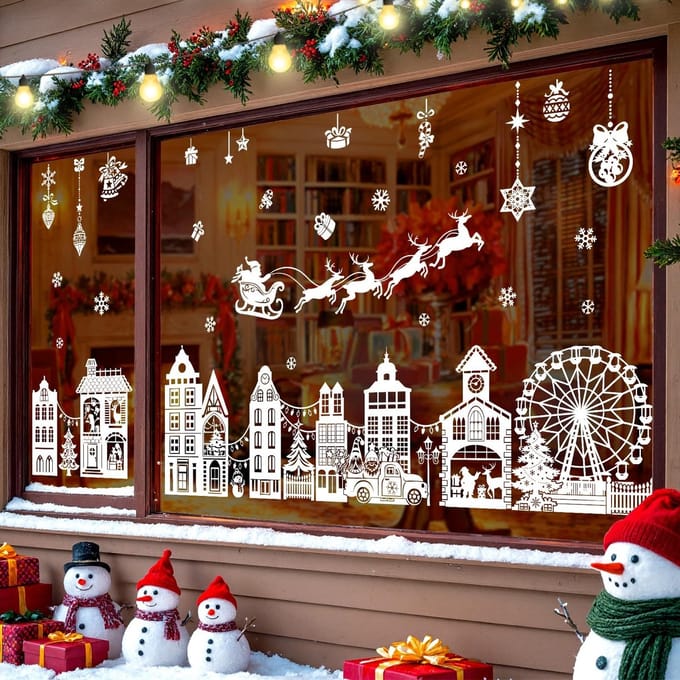 Allecto - Raamstickers - Kerstmis - Decoratie - Wit - Raamafbeeldingen - Ideaal voor binnenruimtes - 9 stuks
