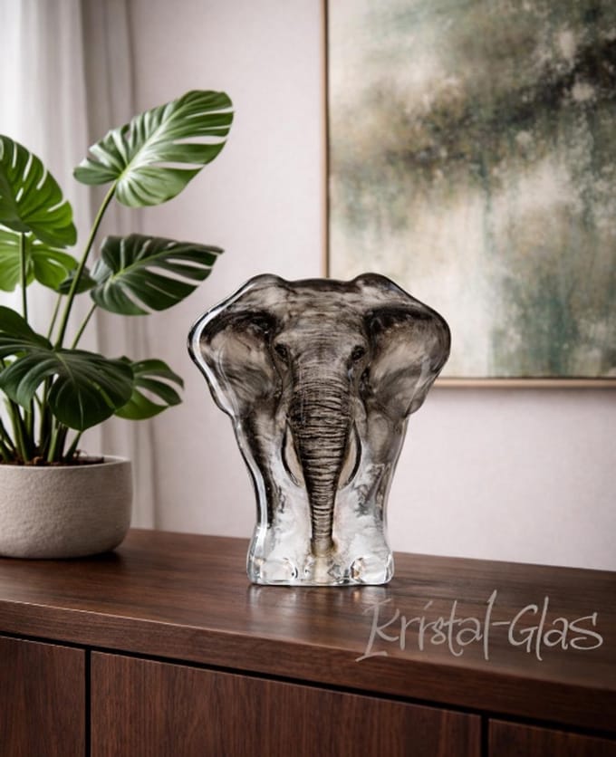 Mats Jonasson Kristallen Olifant - Bruin - Voor Binnen - Staand