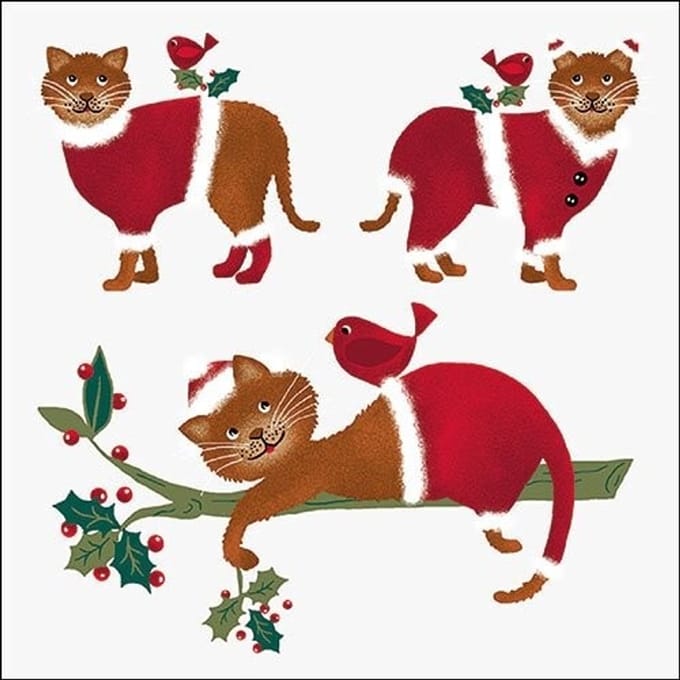 Ambiente - Lunch servetten - Dressed Cats White