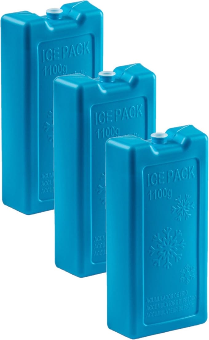 Plasticforte koelelementen - 6x stuks - 1100 ml - 22 x 11 x 5 cm - blauw - kunststof