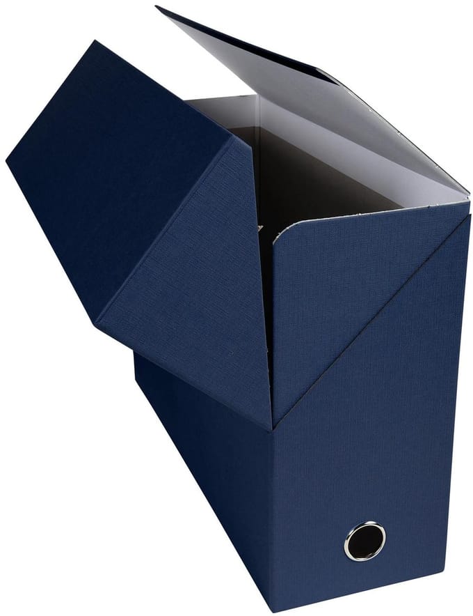 Exacompta 5x Transportdoos rug 120mm met linnen structuur - Donkerblauw - 89427E