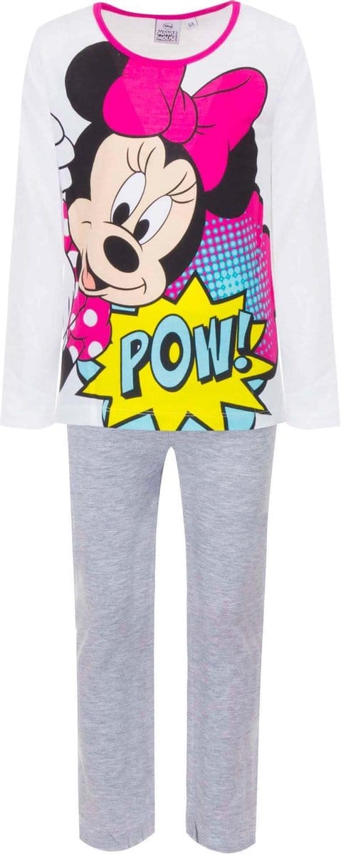 Disney Minnie Mouse pyjama - katoen - wit/grijs - maat 122/128 (8 jaar)