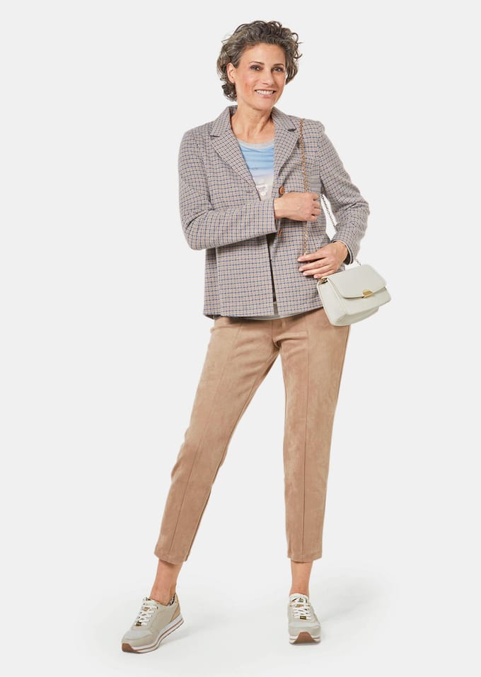 Jasje van gestructureerde jersey - beige / gedess. - Gr. 46 van Goldner Fashion