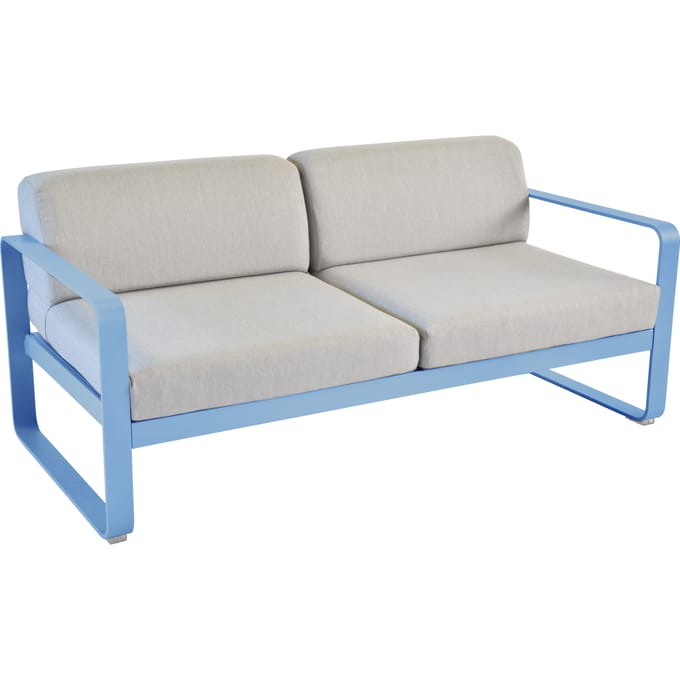 Fermob BELLEVIE 2-zitsbank - E1 Maya blauw - 79 Flanelgrijs