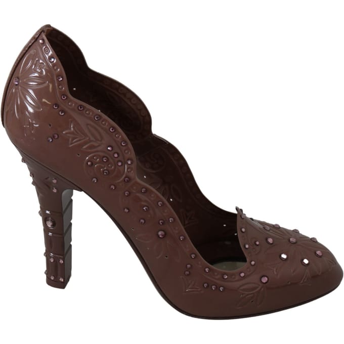 Dolce & Gabbana Bruine Bloemige Kristal Hakken CINDERELLA Schoenen
