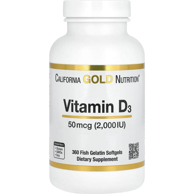Vitamine D3, 50 mcg (2000 IE), 360 Visgelatine Zachte Capsules