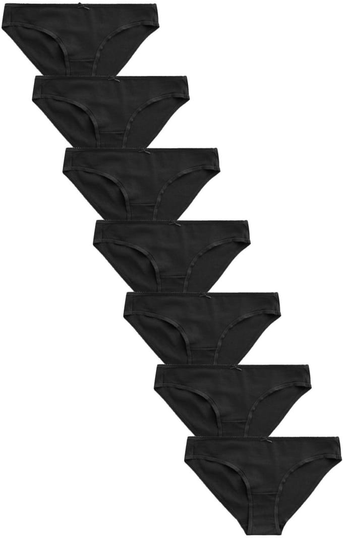 Next - Dames - Set van 7 katoenrijke bikinislips - Zwart