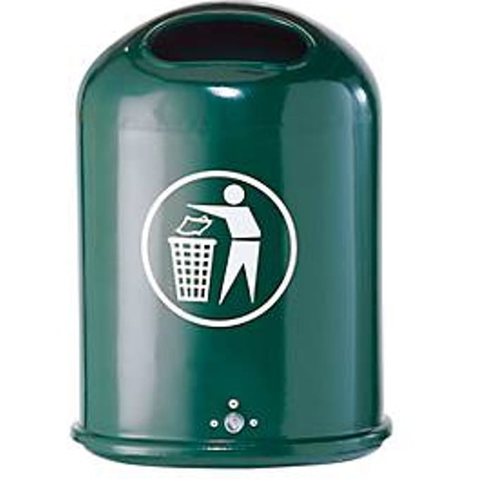 Afvalbak ovaal, 45 liter, zonder zelfsluitende rvs-klep, groen