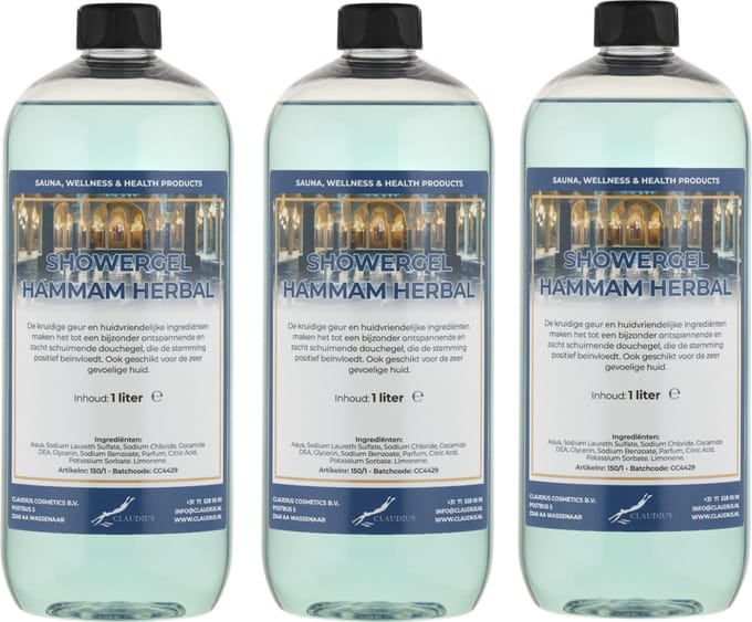 Douchegel Hammam Herbal 1 liter - set van 3 stuks - showergel