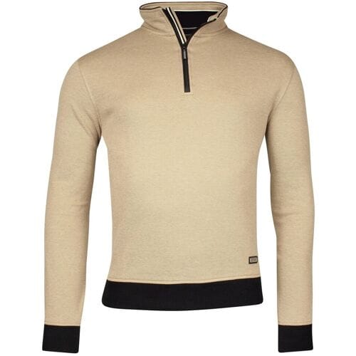 Baileys Trui Sweatshirt Half Zip 2-Tone Oxford Doubleface Jacquard Interlock Deep Sand / male