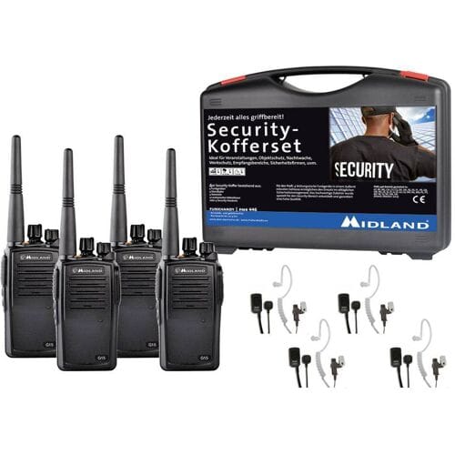 Midland G15 Pro NC PMR 4er Security-Koffer C1127.S4 PMR-portofoon Set van 4 stuks