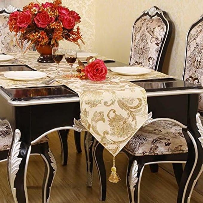 Jacquard Tafelloper, Beige, 30 * 180cm