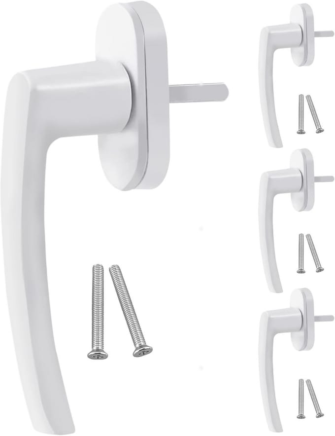 Set van 4 Wit Aluminium Raamklinken | Afsluitbaar en Veilig