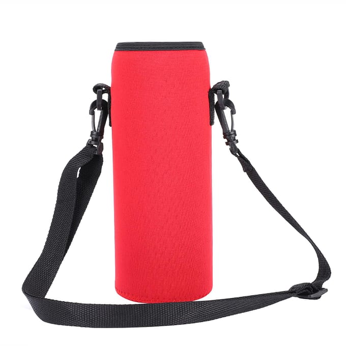 Buiten 1000ml Waterfles Geïsoleerde Hoes Neopreen Draagtas Pouch met Riem Rood rood