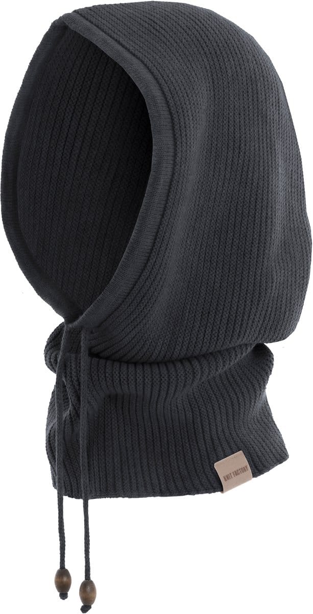 Knit Factory Evy Colsjaal met capuchon - Antraciet - One Size