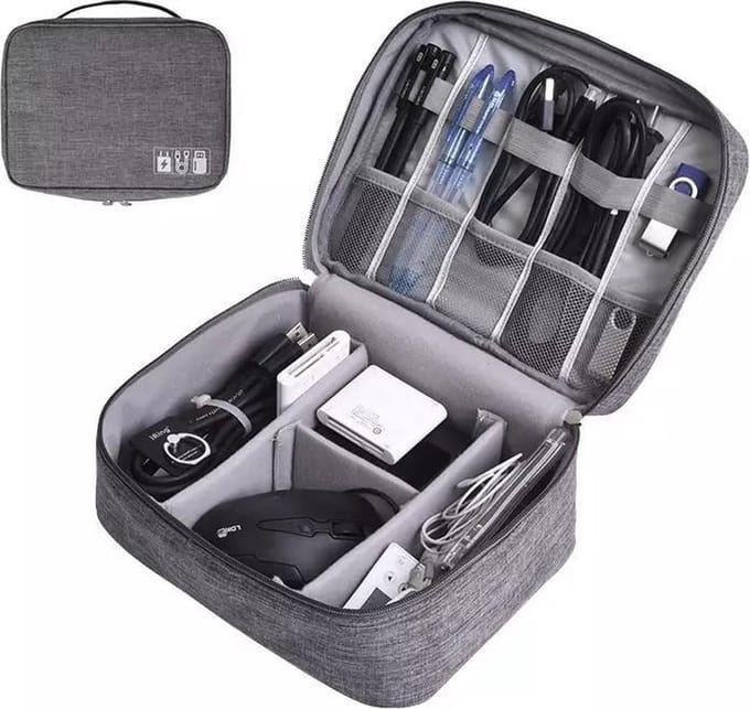Scoby - Elektronica Organizer Tas - Kabelopberger - Reistas - Travel Bag - Compact Formaat - Grijs