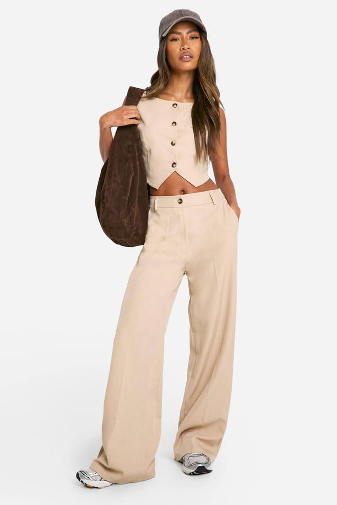 boohoo Dames Open Rugloze Op Maat Gemaakte Vest | Stone | Maat: 14