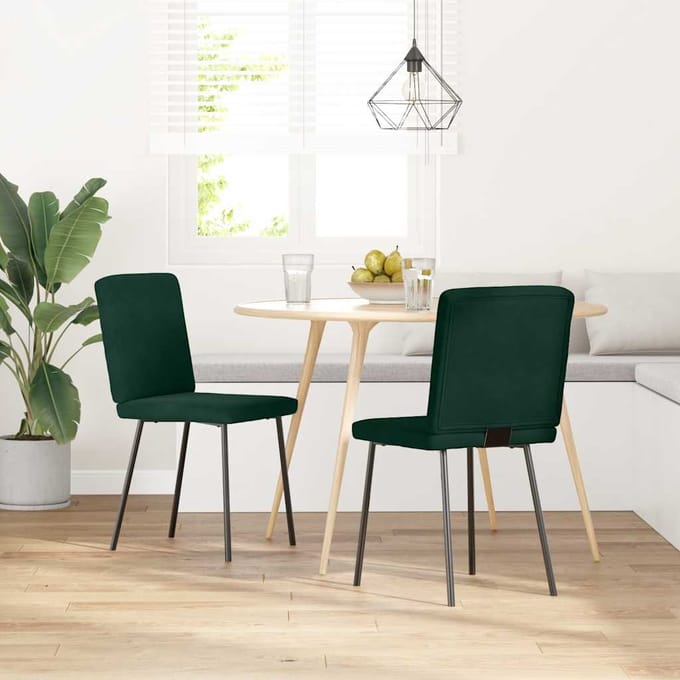 vidaXL Eetkamerstoelen 2 st fluweel donkergroen
