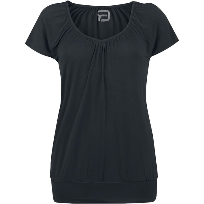 R.E.D. Rock-Engineered Design Zwart loszittend T-shirt met manchetten - Dames - L