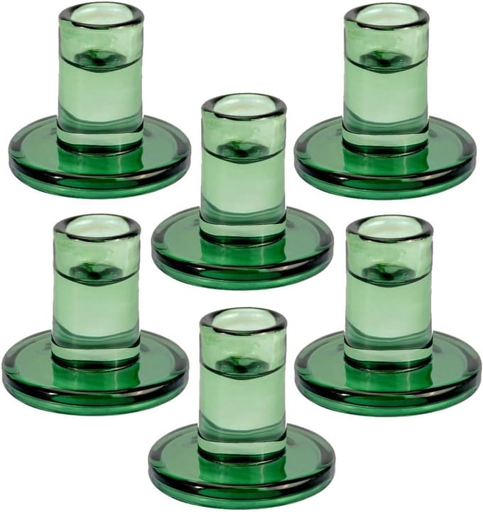 Glazen Kandelaars - Kaarshouders Set - Diner Decoratie - Kristalhelder Glas - 6 Stuks - Groen