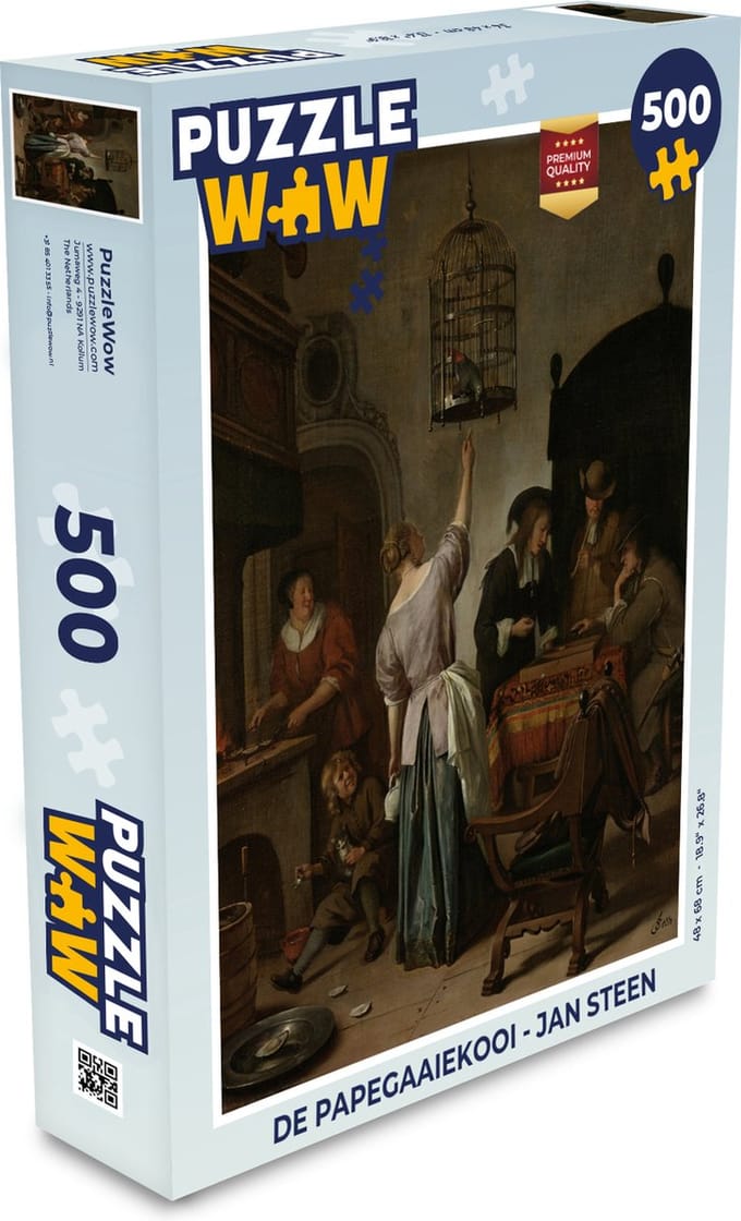 Puzzel De papegaaiekooi - Jan Steen - Legpuzzel - Puzzel 500 stukjes