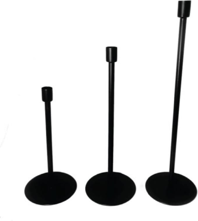 Tafelkandelaren - zwart - set van 3 (30/40/50 cm)
