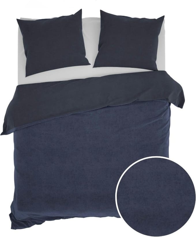 Zo! Home Velluto Dekbedovertrek - Lits-jumeaux - 260x200/220 cm - Navy Blue