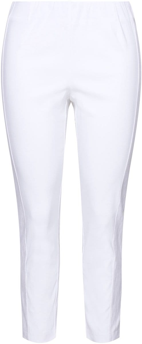 MIAMODA - Dames - Bengaline broek elastische Slim Fit metallic print - Sneeuwwit - Maat 60
