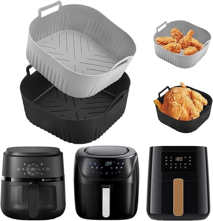 Siliconen Airfryer Voeringen - 2 Stuks - Vaatwasmachinebestendig - 20 cm