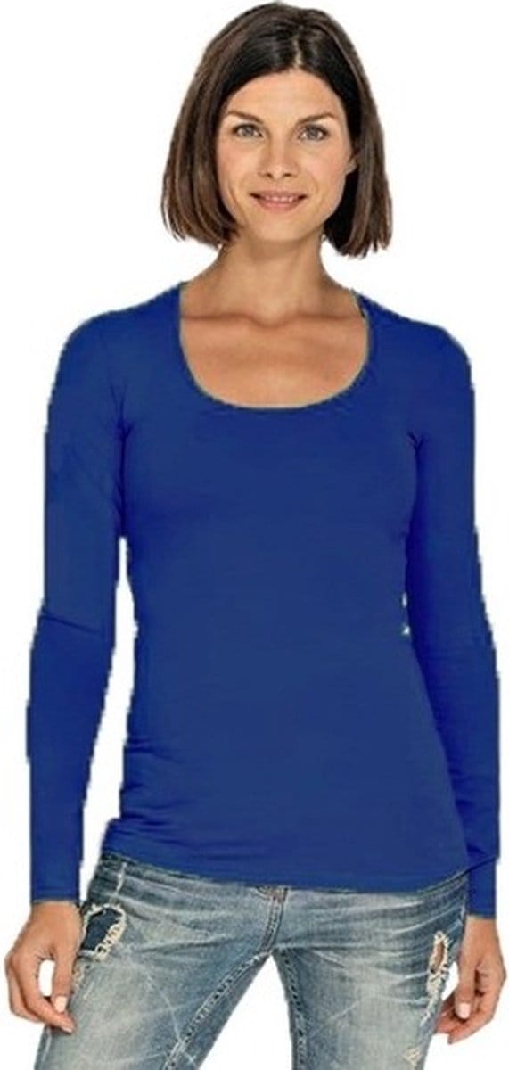 Bodyfit dames shirt met lange mouwen M kobalt