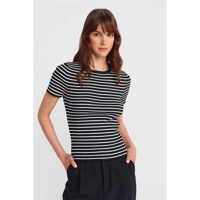 Gestreepte Geribde Brei Blouse