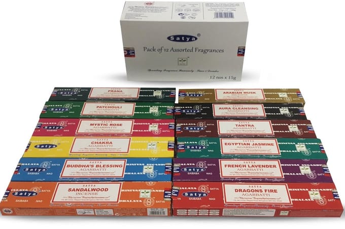 Satya wierook - assorti - mix - incense - 12 pakjes 15 grams