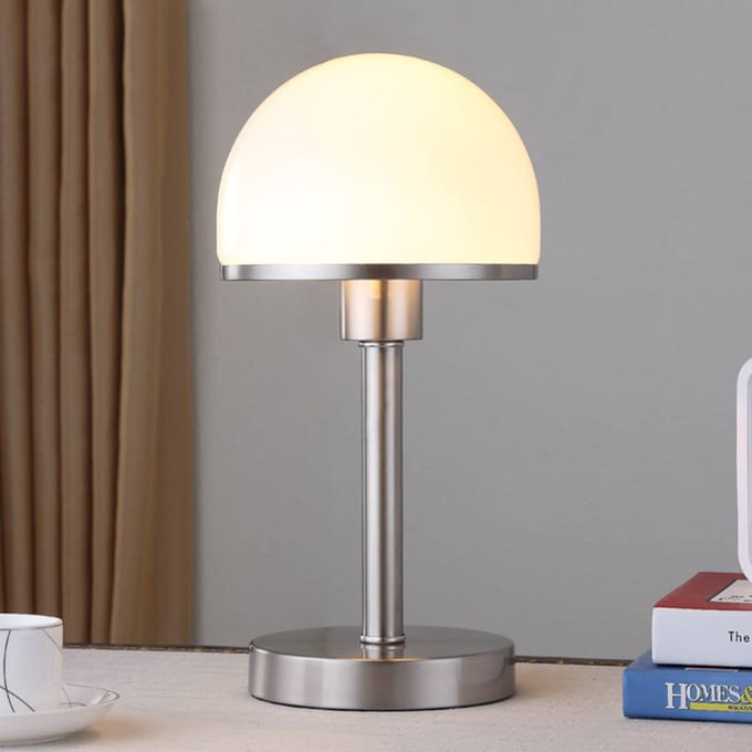 Lindby - Tafellamp - 1licht - metaal, glas - H: 39 cm - E27 - wit, gesatineerd nikkel