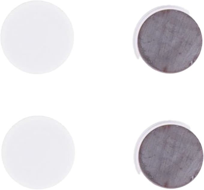 Benson koelkast magneten rond - zelfklevend - Wit - 4x stuks - D35 mm - magneetjes