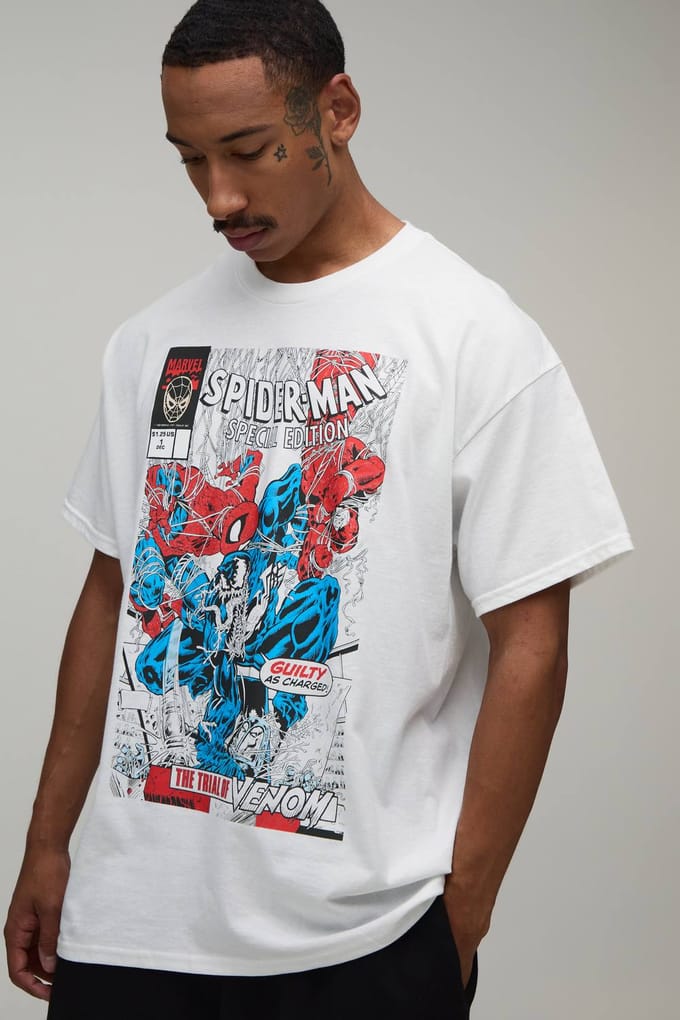 Oversized T-shirt Met Spider-Man Licentieprint | White | Size Medium