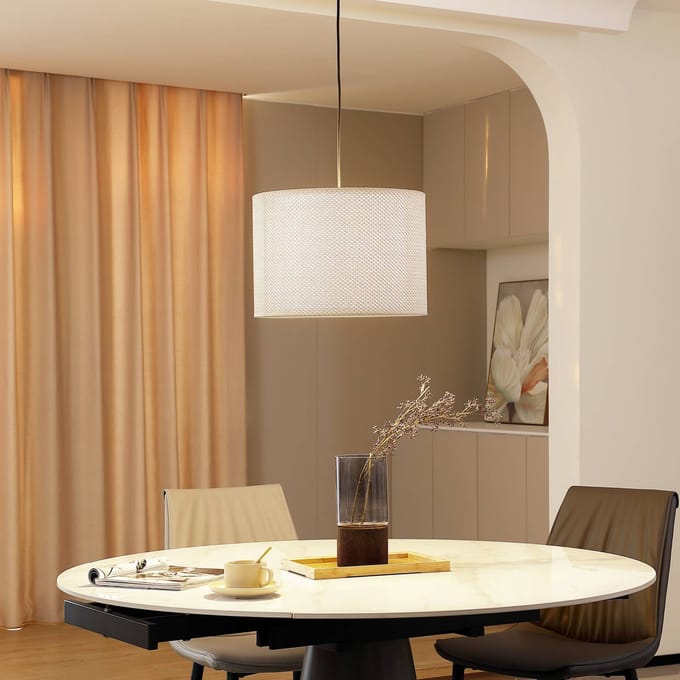 Lindby - hanglamp - 1licht - PVC, textiel, kunststof - H: 20 cm - E27 - beige