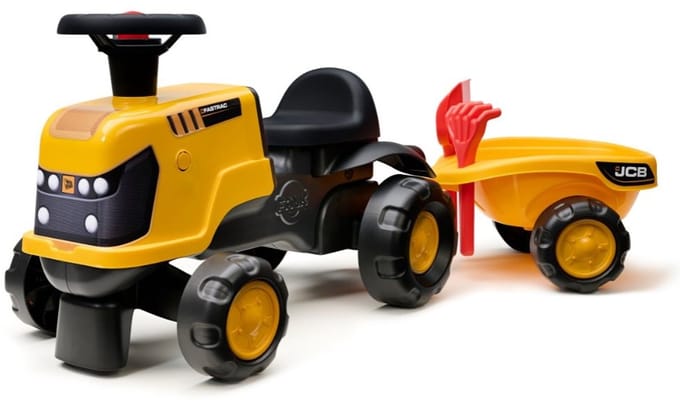Falk Ride-on Jcb Fastrac Tractor With Trailer Shovel And Rake 1-3 Years - UNI